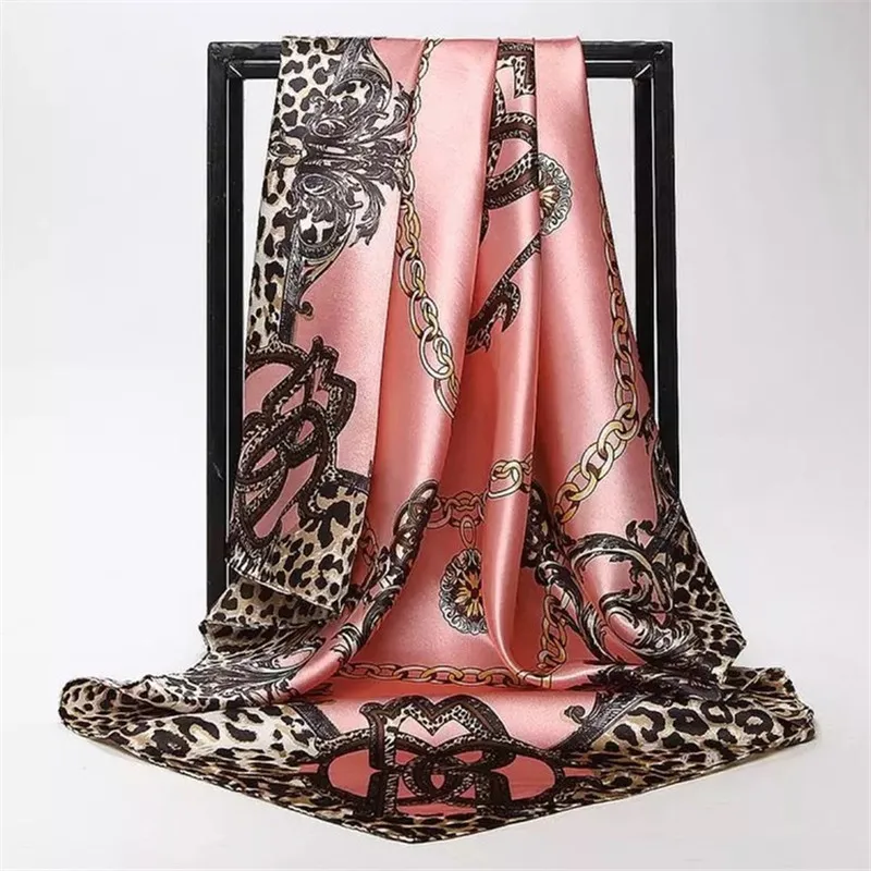 Шелковые шарфы Foulard 90*90 см квадратная голова хиджаб шарф Женский шифон шаль Бандана обертывание глушитель парео - Цвет: 59