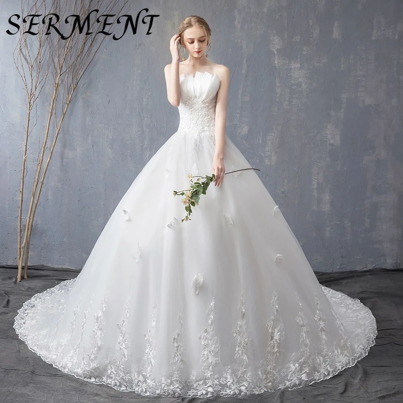 

OLLYMURS The Main Wedding Dress New Tail Dress Female Bride Wedding Princess Simple Thin Word Shoulder Light Wedding Super Fairy