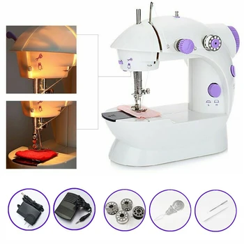 

Portable Mini Desktop Sewing Machine Double Speed Automatic Thread with Light
