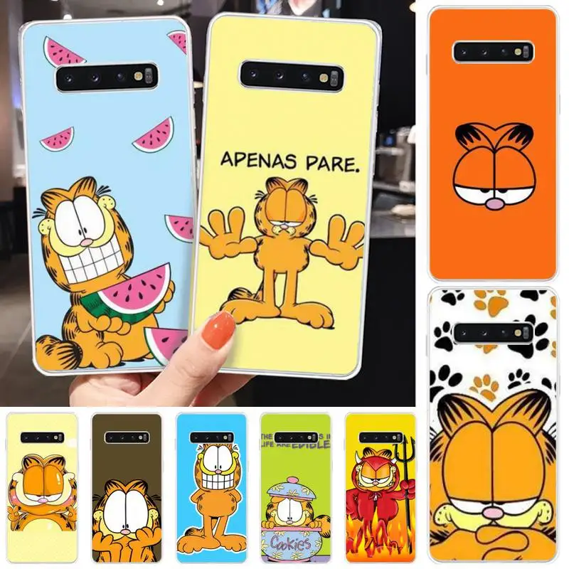 

Reayou Cartoon Garfield Cat Soft black Phone Case For Samsung S6 S7 S7 edge S8 S8 Plus S9 S9 Plus S10 S10 plus S10 E(lite)
