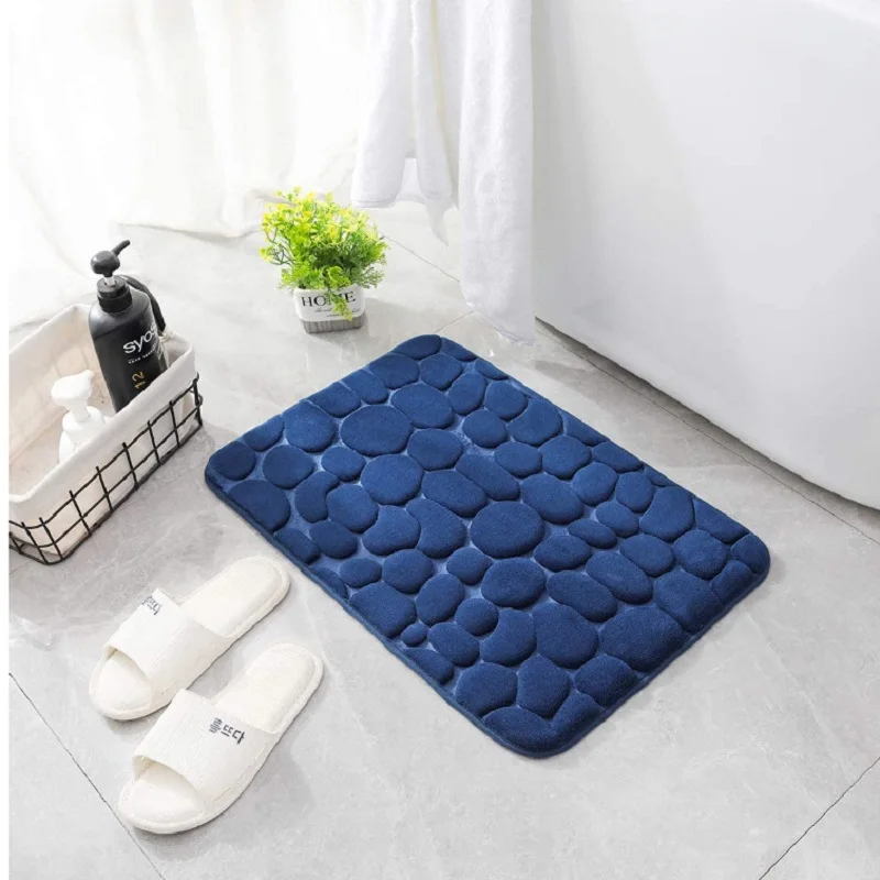 Alfombrilla de baño antideslizante para el hogar, alfombras de guijarros absorbentes, lavables, de espuma viscoelástica, decoración de baño