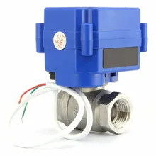 Нержавеющая сталь Электрический моторизованный шаровой клапан NPT резьба DC/AC 9-24V 2 провода Авто