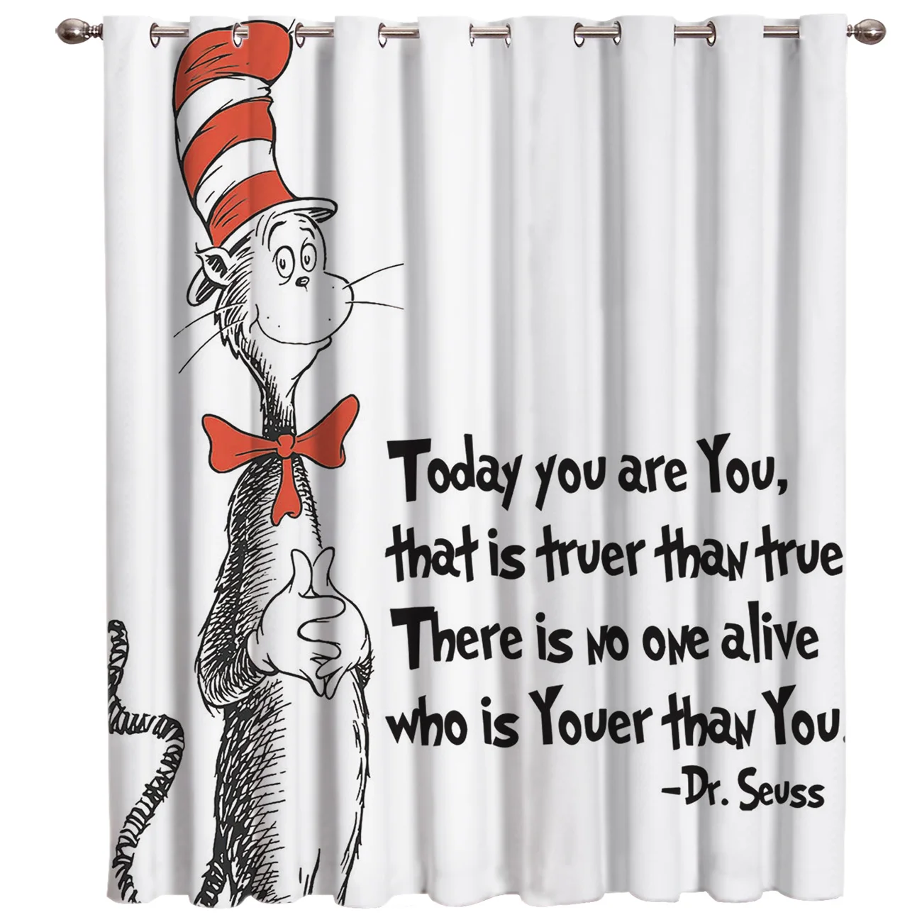 Sox Cat в высокой шляпе нарисованной вручную Dr. Seuss оконные занавески занавеска стержень декор гостиной спальни