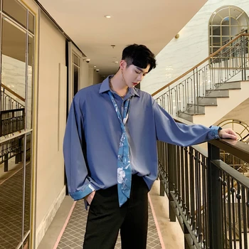 

Designer Necktie Shirt Jacket Itself Men's Stranger Things Streetwear Harajuku Hip Hop Party Dress Camisa Masculina Have A Tie