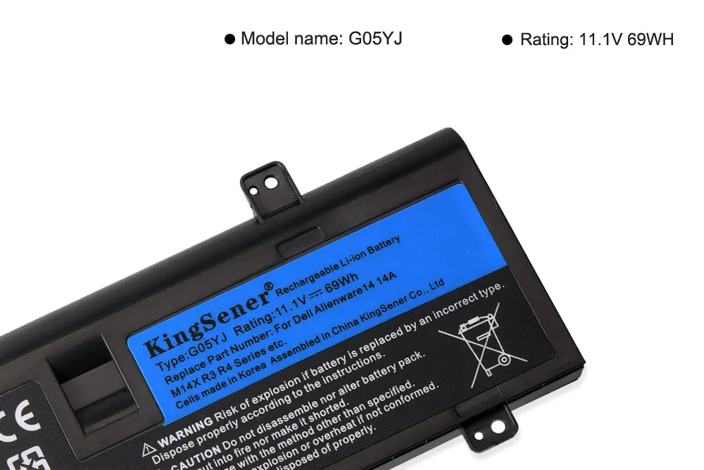 KingSener G05YJ ноутбук Батарея для DELL Alienware 14 A14 M14X R3 R4 серии P39G Alienware 14D-1528 GO5YJ Y3PN0 8X70T 69WH