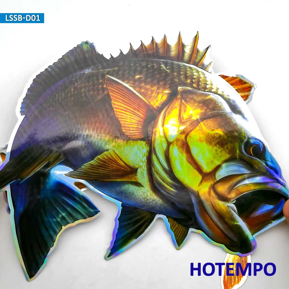 20cm Big Size Laser Dazzle Light Large Mouth Bass Giant Grouper Fish Fishing Stickers Boat Car Styling Waterproof Decal Stickers