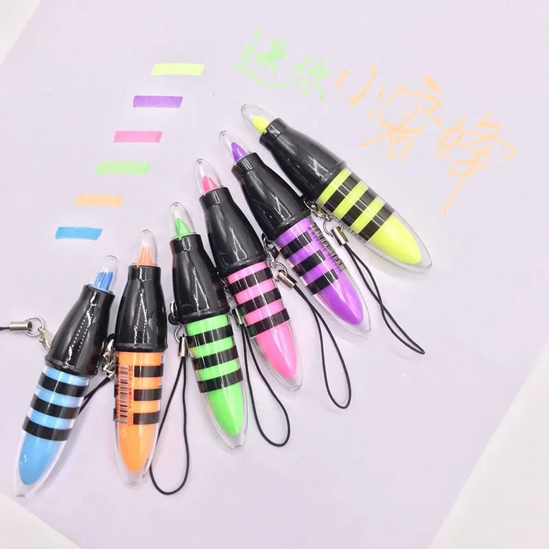 Cute Bee Highlighter Pen Mini Marker Pens Kawaii Stationery School Supplies HVCA 