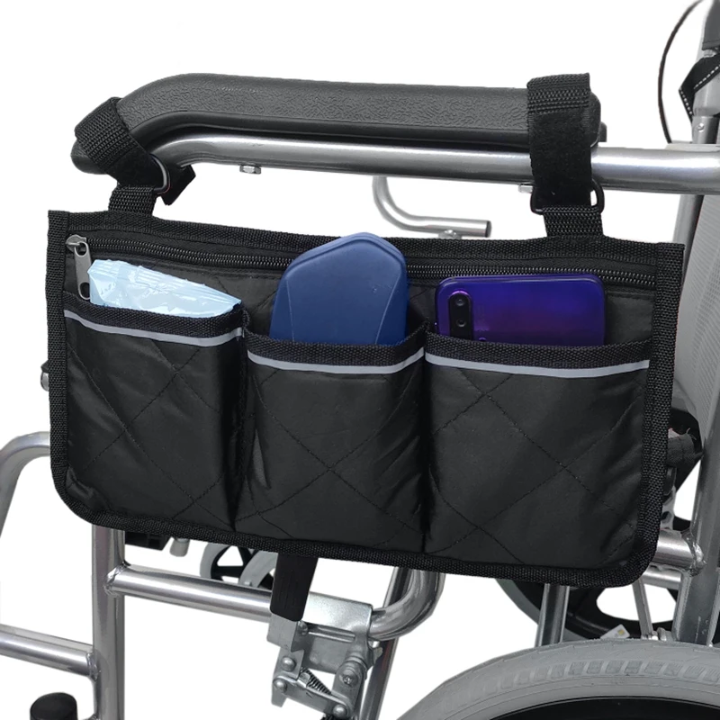 

Wheelchair Side Bag for Back Wheelchair Storage Bag Pouch Fits Most Bed Rail Scooters Walker Power & Manual Electric Wheelchair
