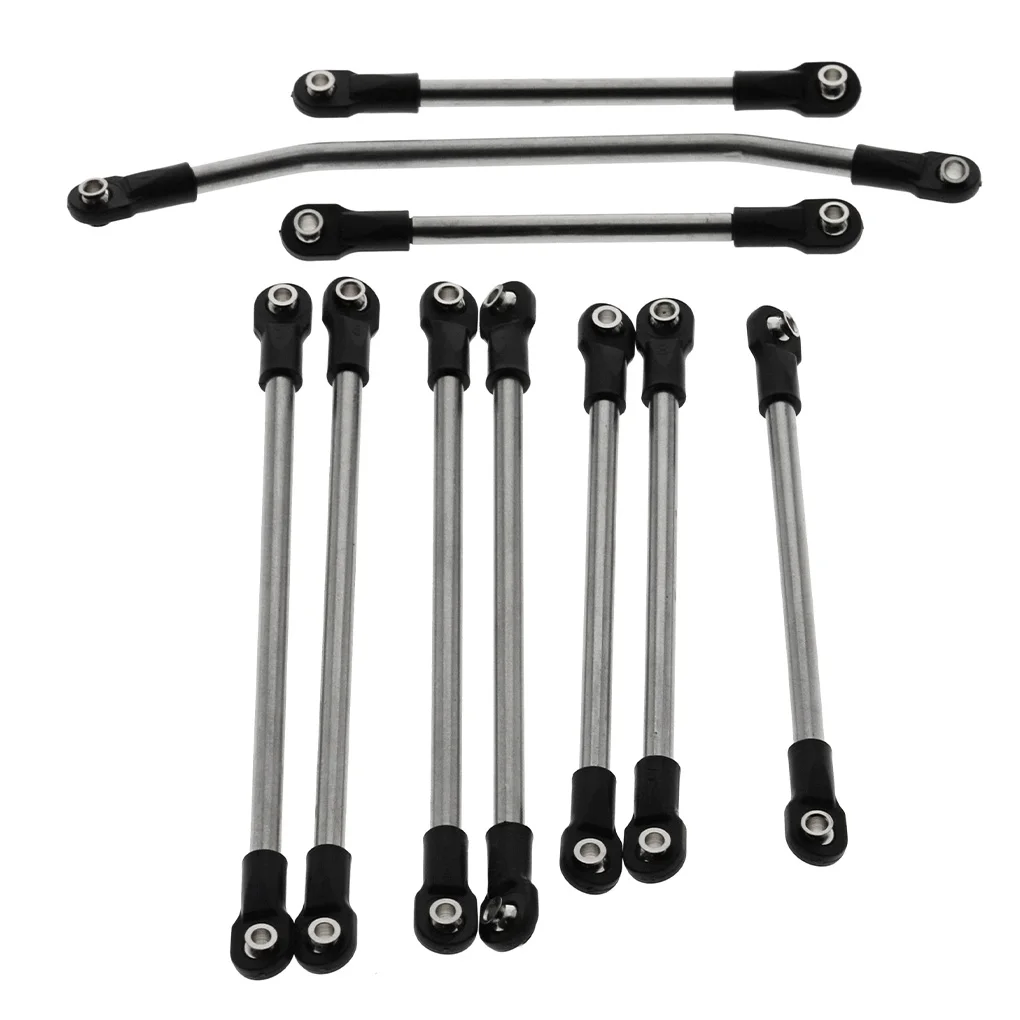 10Pcs RC Car 313mm Wheelbase Front Rear Wheel Link Rods Stainless Steel