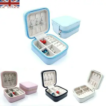 

Travel Cosmetic Leather Jewelry Box Necklace Ring Storage Case Organizer Display Necklace Storage Display Organizer