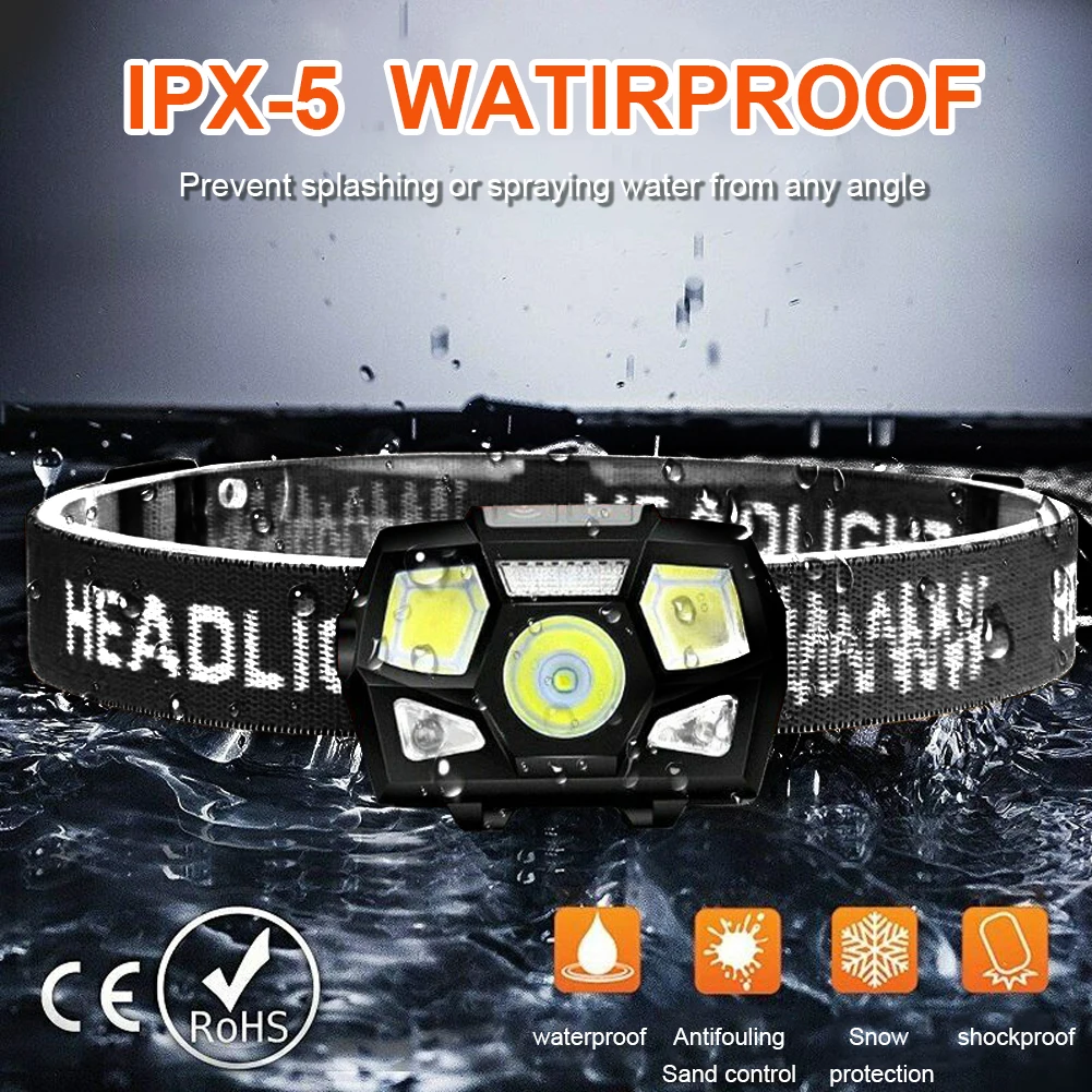 

Outdoor Camping 1300LM LED Headlamp Motion Sensor Headlight USB Rechargeable