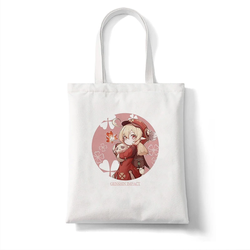 Canvas Bag Shopper Bag Genshin Game Kawaii Anime Shopping Bags Handbags Shoulder Bag Casual Handbag Women High Capacity Eco Bag