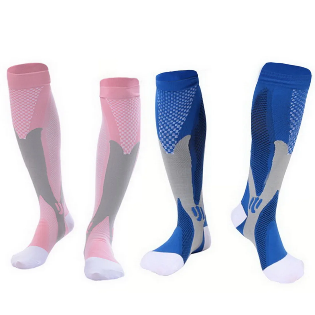 blue and pink CALOFE/1 пара модных компрессионных носков для мужчин и женщин; Гольфы; спортивные носки для бега; Высококачественный носок - Цвет: blue and pink