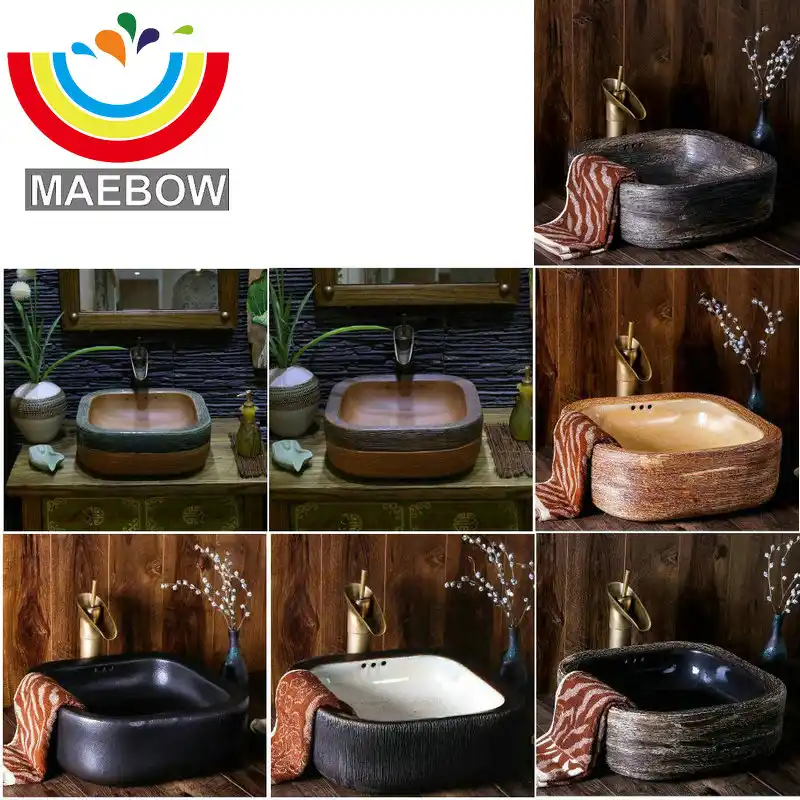 手作り原始スタイルような石磁器カウンター洗面浴室シンク Bathroom Sink Filter Bathroom Sink Pipebathroom Sink Mixer Aliexpress