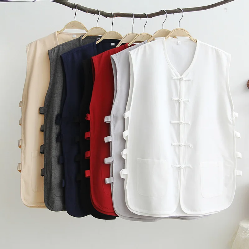 Tang Suit Traditional Chinese Clothing For Men Tee Tops Kung Fu Vests