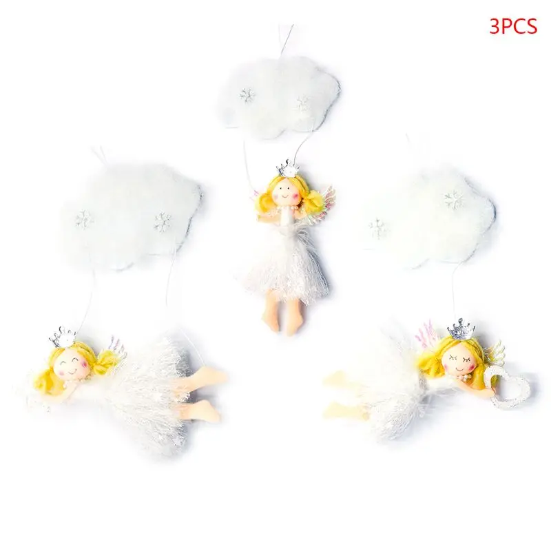

3pcs/set Christmas Party Hanging Decor Snowflake Cloud Angel Xmas Tree Pendant Festival Ornaments Crafts