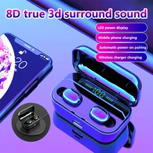 Mini auriculares Bluetooth 8D auriculares inalámbricos estéreo auriculares bajos reducción de ruido auriculares con cargador de batería(China)