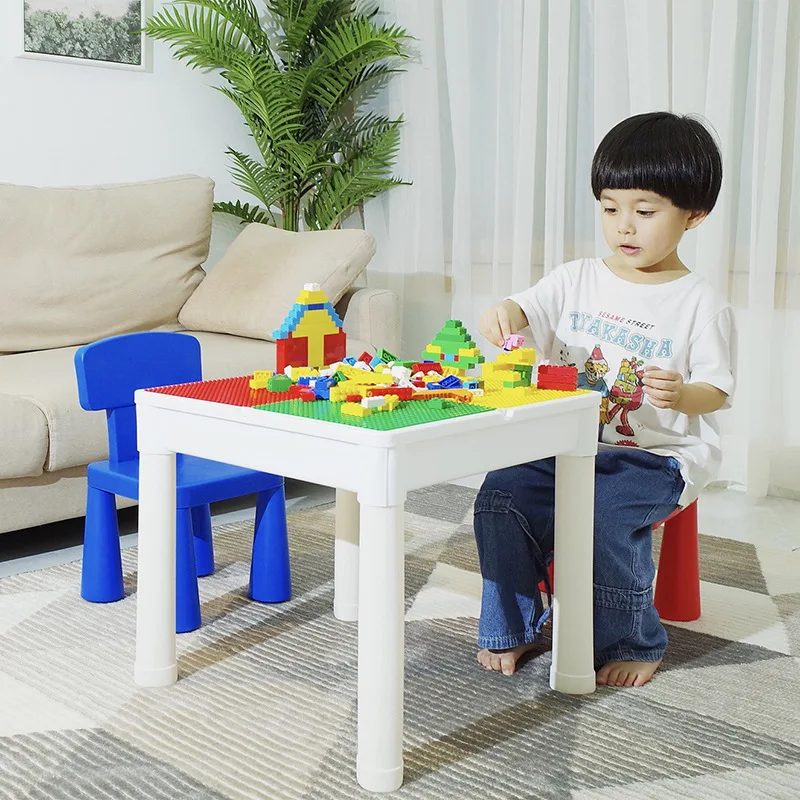 

CHILDREN'S Building Blocks Study Table Compatible Size Granule Multi-functional Building Blocks Table Educational Toy