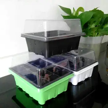 

1L 12-Hole Plastic Nursery Pots Planting Seed Tray Kit Plant Germination Box with Dome and Base Garden Grow Box Gardening Supply