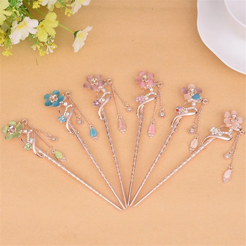 

1PC Random Color Flower Hair Clips Headdress Bridal Wedding Pin Hair Accessories Handmade Hair Stick Hair Pins