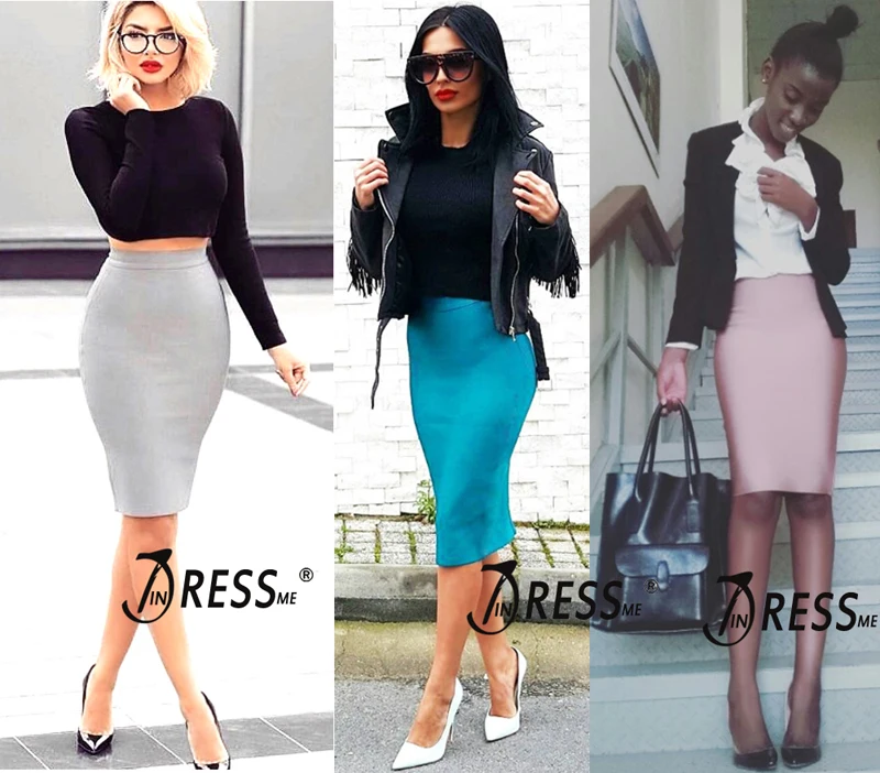 INDRESSME-2019-New-Women-Bandage-Skirt-Solid-Wear-To-Work-Skirt-For-Lady-Fashion-Knee-Length (2)