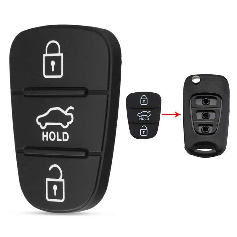 

3 Buttons Rubber Pad Insert Replacement Fit for Hyundai Solaris Accent Tucson l10 l20 l30 Kia Rio Ceed Flip Remote Car Key Shell