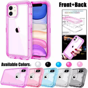 Hybrid Heavy Duty Dust Case For iPhone 16 15 13 11 12 14 Pro Max XSMAX XR XS SE 6 7 8 Plus Transparent Shockproof Armor Cover 1