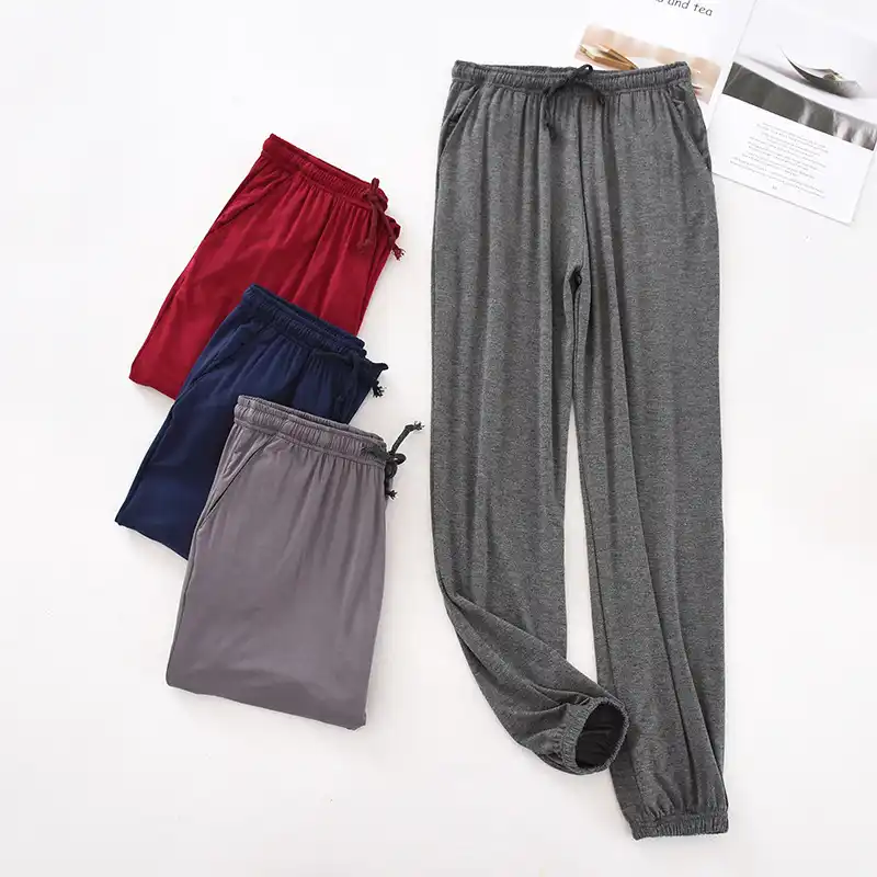 Ete Hommes Sommeil Bas Pyjama Pantalon Grande Taille Vetements De Nuit Maison Pantalon Decontracte Cordon Mince Jambe Large Pantalon Ample Pijama Hombre Aliexpress
