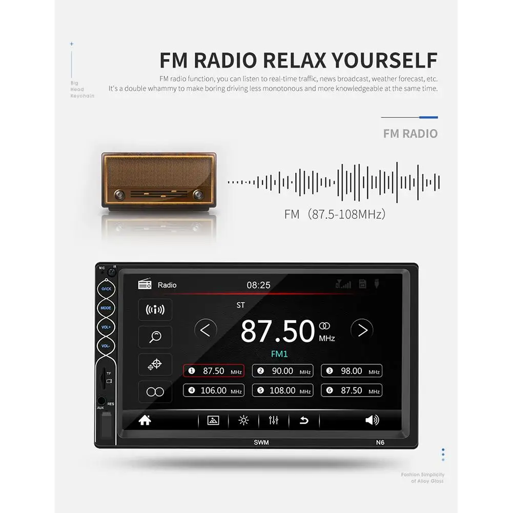 Стереомагнитола MP5 мультимедийный проигрыватель USB Bluetooth автомагнитола fm