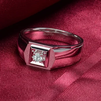 

18K Gold Diamond Ring for Men Fine Jewelry Wedding Engagement Bands SI/H 3EX Round Natural Diamond