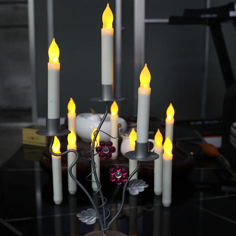 12PCs Fashion Artificial Candle Long Rod Wedding Electronic Flameless LED Candles Party Christmas Halloween Home Decor | Дом и сад