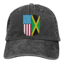 Ямайский американский флаг Ямайка США Мужчины Женщины регулируемая бейсболка s пряжа окрашенная джинсовая бейсболка кепка