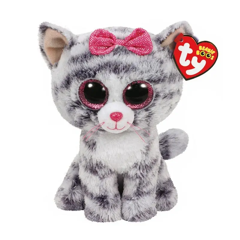 Ty Cat плюшевые игрушки куклы чучело " 15 см - Цвет: Gray Cat with Bow
