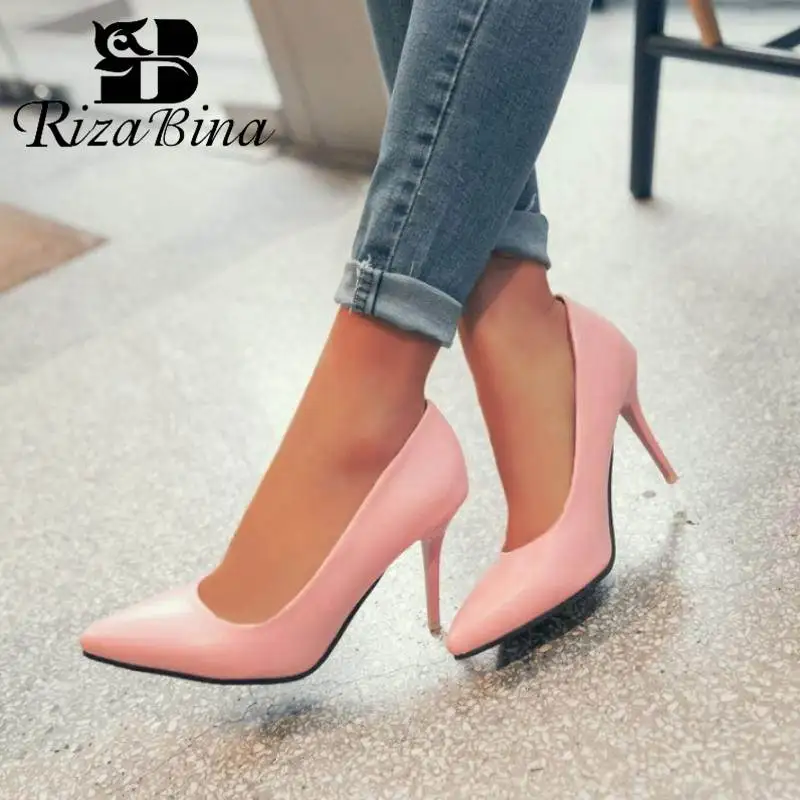 

RIZABINA Plus Size 30-48 5 Candy Color High Heel Shoes Women Spring Fashion Pointed Toe Office Ladies Pumps Wedding Footwear