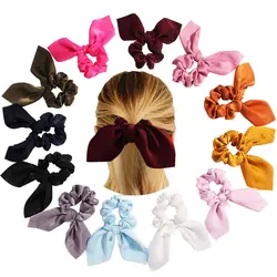 Атласные шарфы с однотонным бантом ленты для волос кольцо модная лента для волос трикотажные резинки для волос Хвощ галстук-бабочка