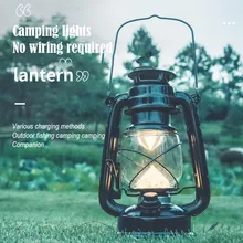 Tent Light with Hook Portable Lantern Lamp Retro Rechargeable Hanging Tent Light Long Battery Life Camping Light Hook Design