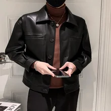 

New Autumn and Winter Leisure Motorcycle PU Jacket Cotton Light Ripening Wind Pocket Leather Brand Clothing Loose Men's Jacket