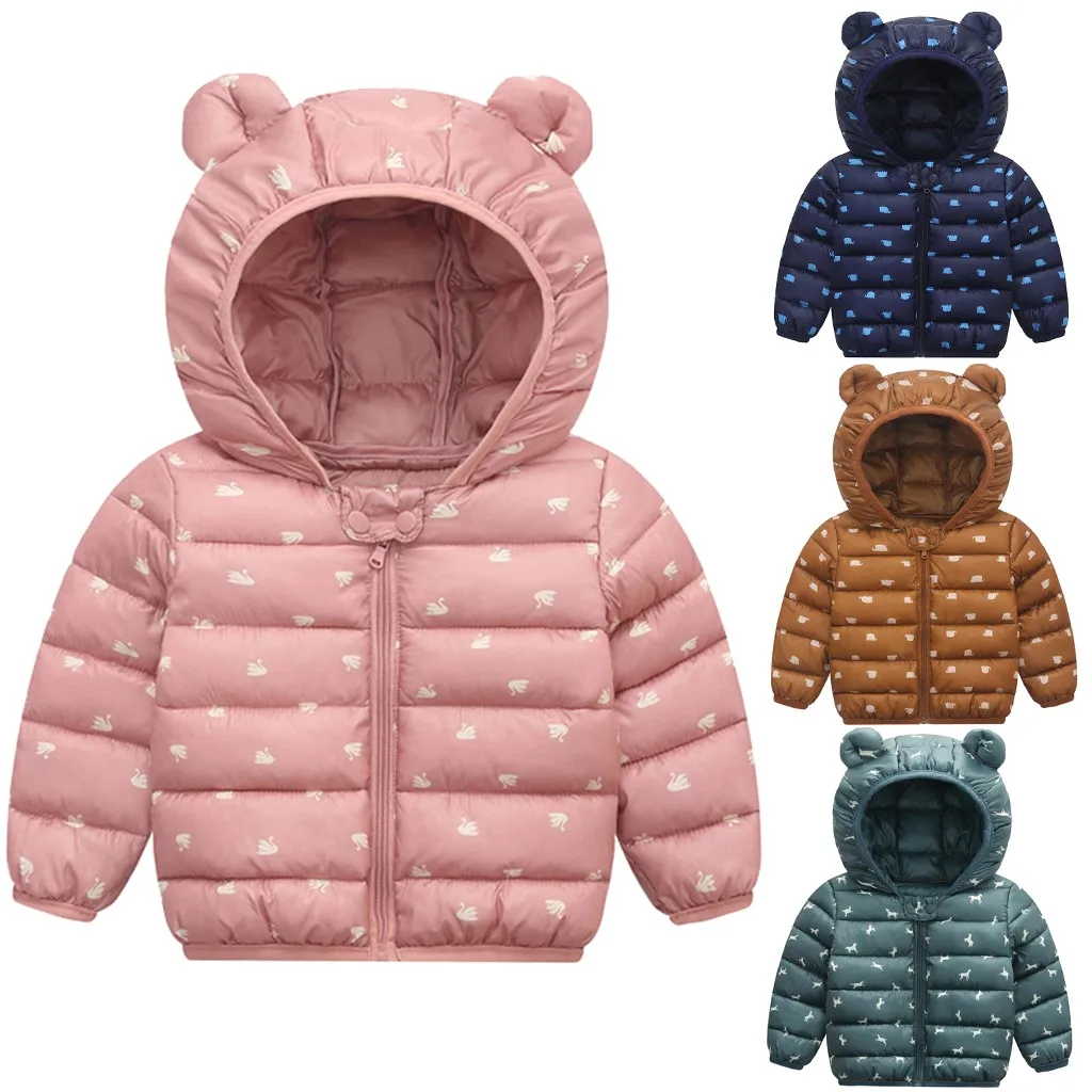 TELOTUNY/ г. Зимнее пальто для малышей ветрозащитная куртка с капюшоном и рисунком ветровка теплые пальто одежда для малышей 904