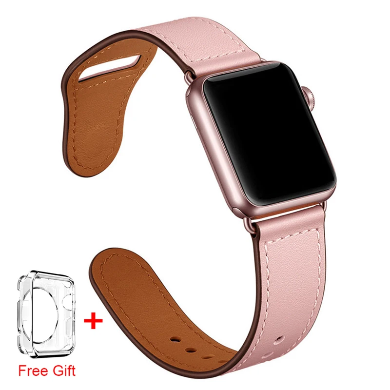 Женские Мужские Мягкие роскошные кожаные часы ремешок для Apple Watch 44 мм 40 42 38