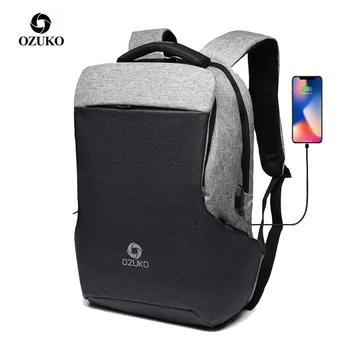 

OZUKO Business Men's 15.6 Inch Laptop Backpack USB Charging Male Backpacks Schoolbag for Teenager Waterproof Women Travel Bag