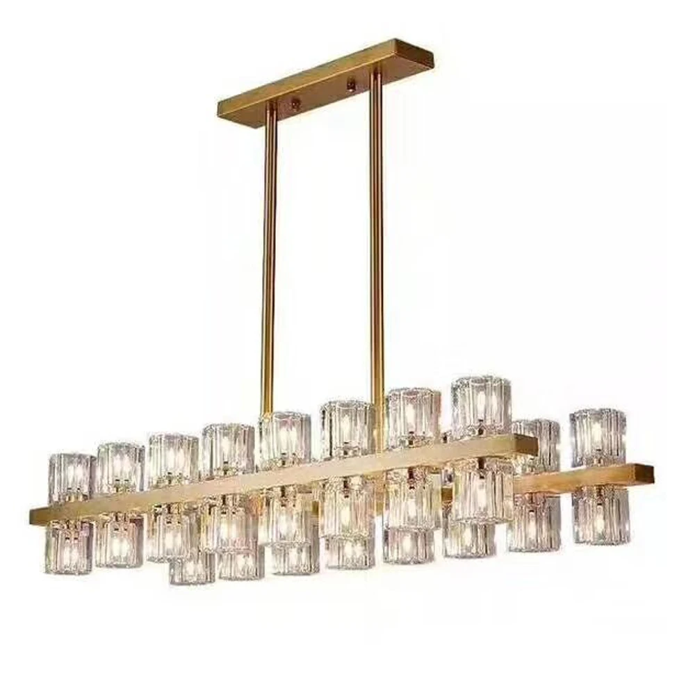 

rectangular living room crystal chandelier modern lighting gold dinning room crystal lamp hotel lobby light