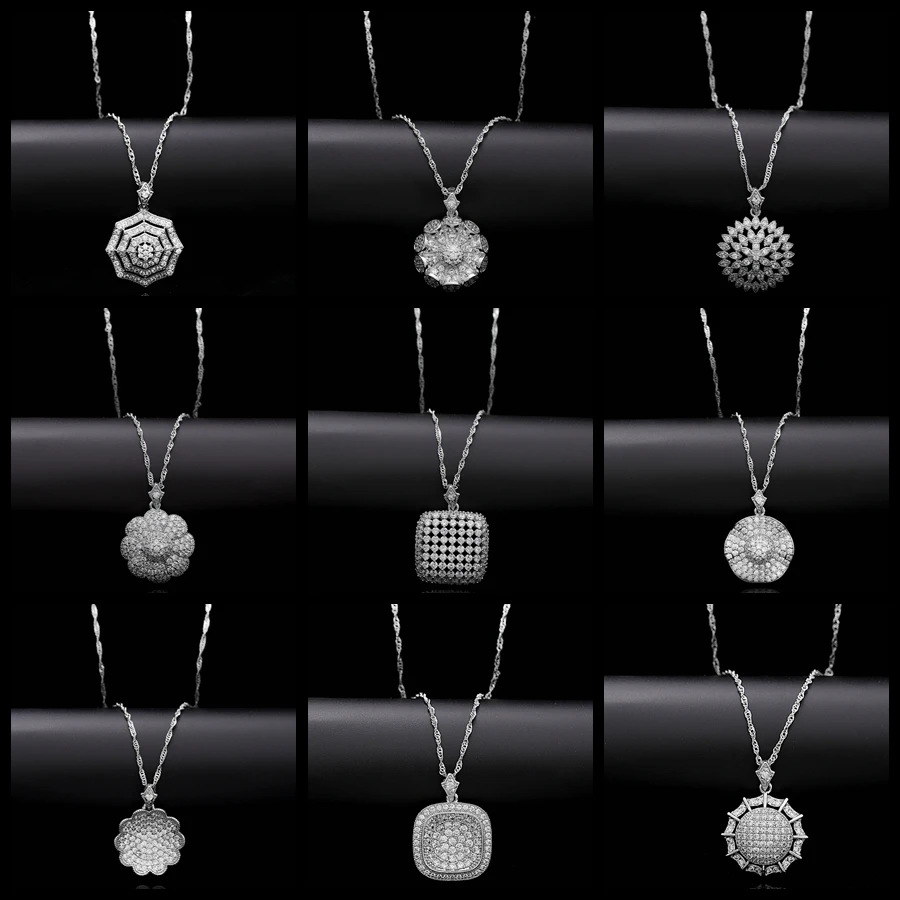 

10PCS Fashion Wedding Choker Necklace Gold and Silver Color Chain Pendant for Women AAA CZ Simple Geoemtric Vintage Jewelry