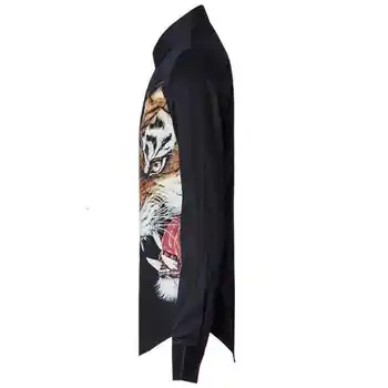 

Tiger Head 3D Digital Printing Cotton 2020 New Men Long Sleeve Shirts Male Fashion Turn Down Collar Casual Tops Shirts Plus Size