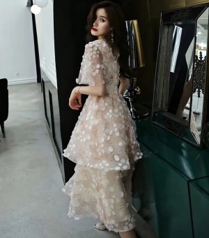 picture color Новые дизайнерские короткие кружевные платья для выпускного вечера Vestidos de Festa элегантное платье с рисунком Иллюзия вечернее платье - Цвет: picture color