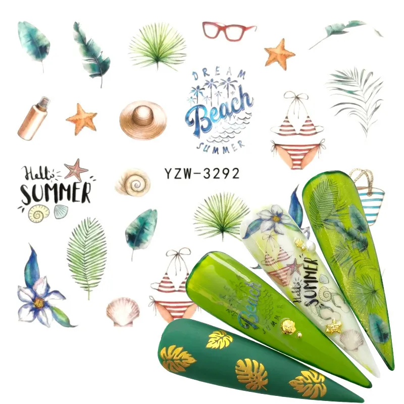 1 лист Акварельная простая Цветочная наклейка с цветком для ногтей гелевые