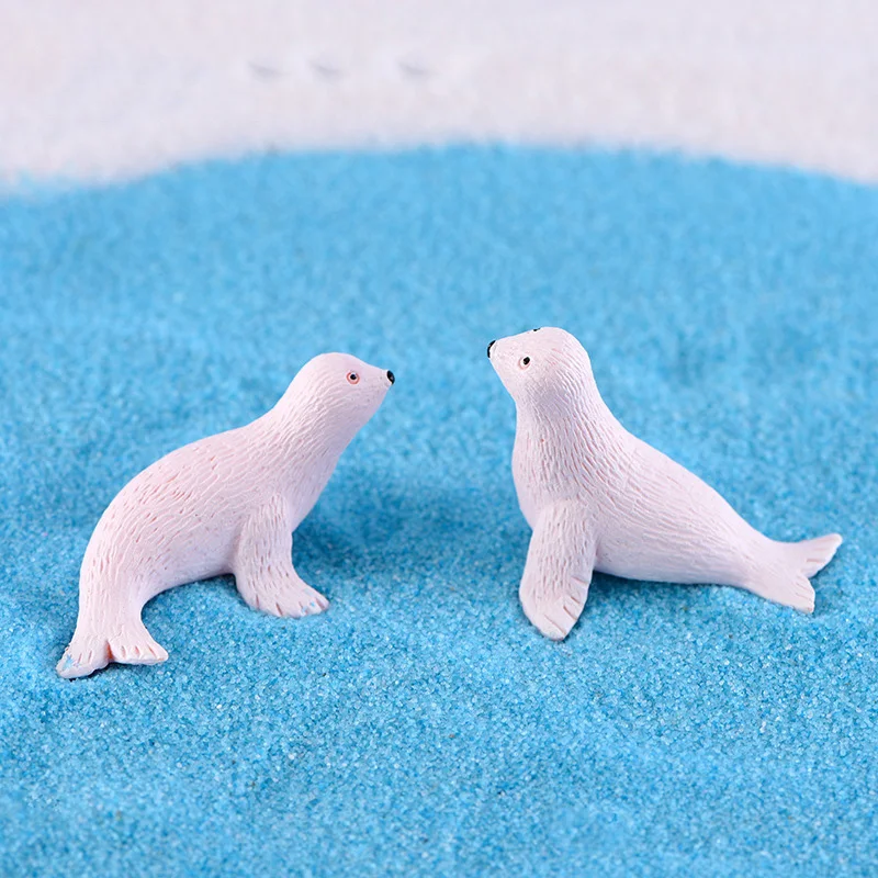 3Pcs Seals Resin Figurine Miniature Animals Ornaments for DIY Fairy Garden Bonsai Decor Moss Micro Landscape Decoration