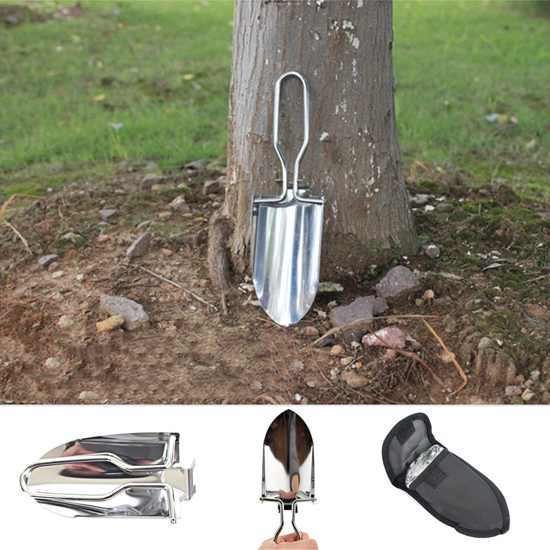 

Lightweight Small Stainless Steel Foldable Garden Trowel Collapsible Handy Camping Shovel For Gardening And Potting Multi-Tool W