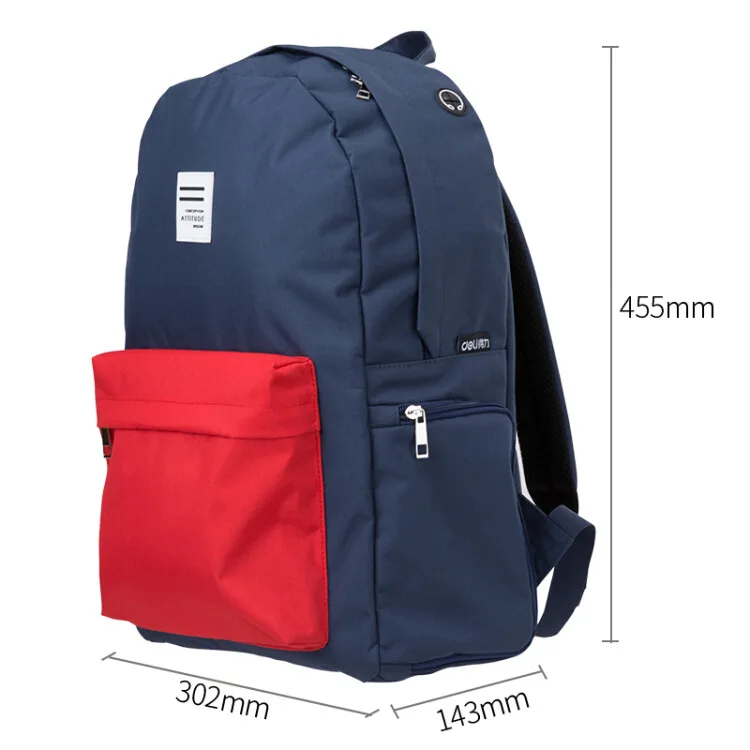 

Deli (Deli) 69452 Large Capacity Korean-style College Style School Bag Fashion Students Contrast Color Backpack Storgage Bag
