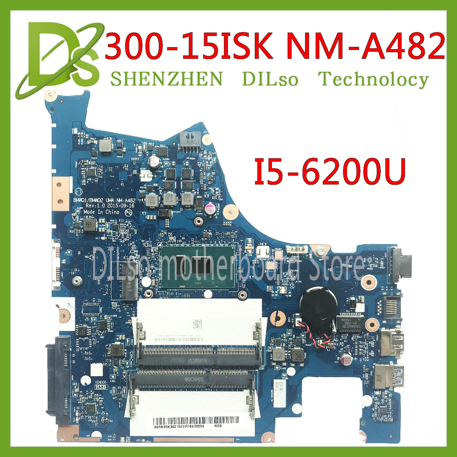 KEFU NM-A482 материнская плата для Lenovo Ideapad 300-15ISK ноутбука 5B20K38179 с процессором SR2EY i5-6200u
