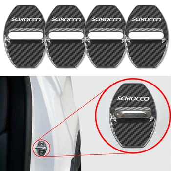 

4pcs/set stainless steel Car Carbon fiber pattern Door Lock Cover Caps For Volkswagen VW Scirocco Car Emblems Accessories